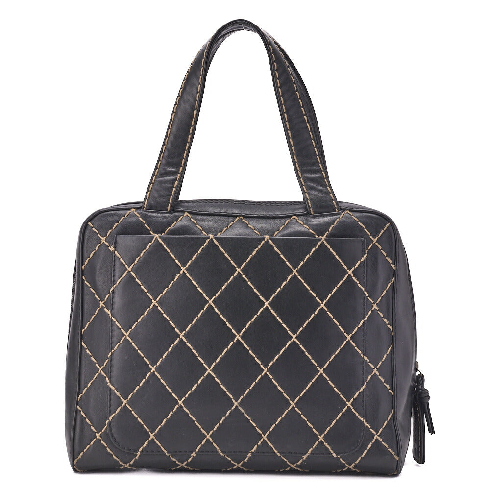 CHANEL Tote Bag, Coco Mark Wild Stitch, Calfskin, Black, Silver-Tone Hardware, Pre-Owned - Vintage La Charme