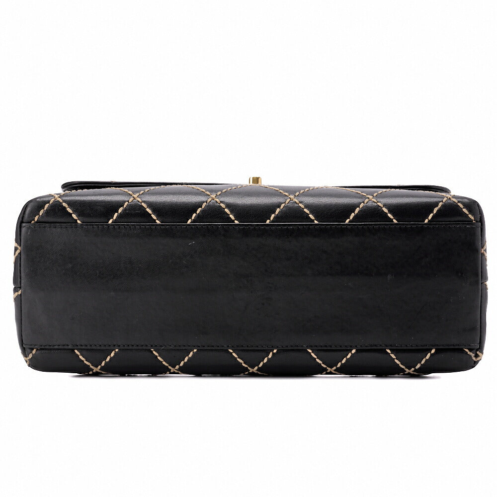 CHANEL Tote Bag Wild Stitch Turn Lock Calfskin Black Gold-Tone Hardware Pre-Owned - Vintage La Charme