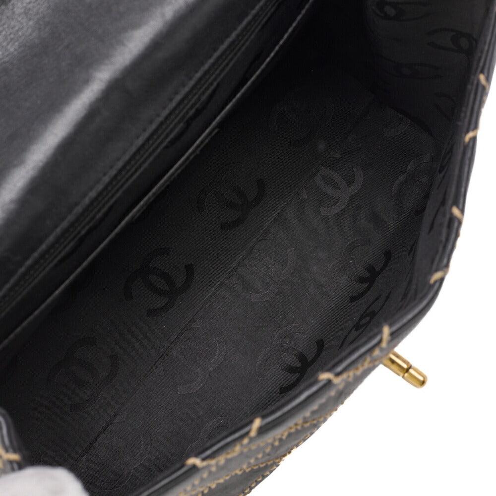 CHANEL Tote Bag Wild Stitch Turn Lock Calfskin Black Gold-Tone Hardware Pre-Owned - Vintage La Charme