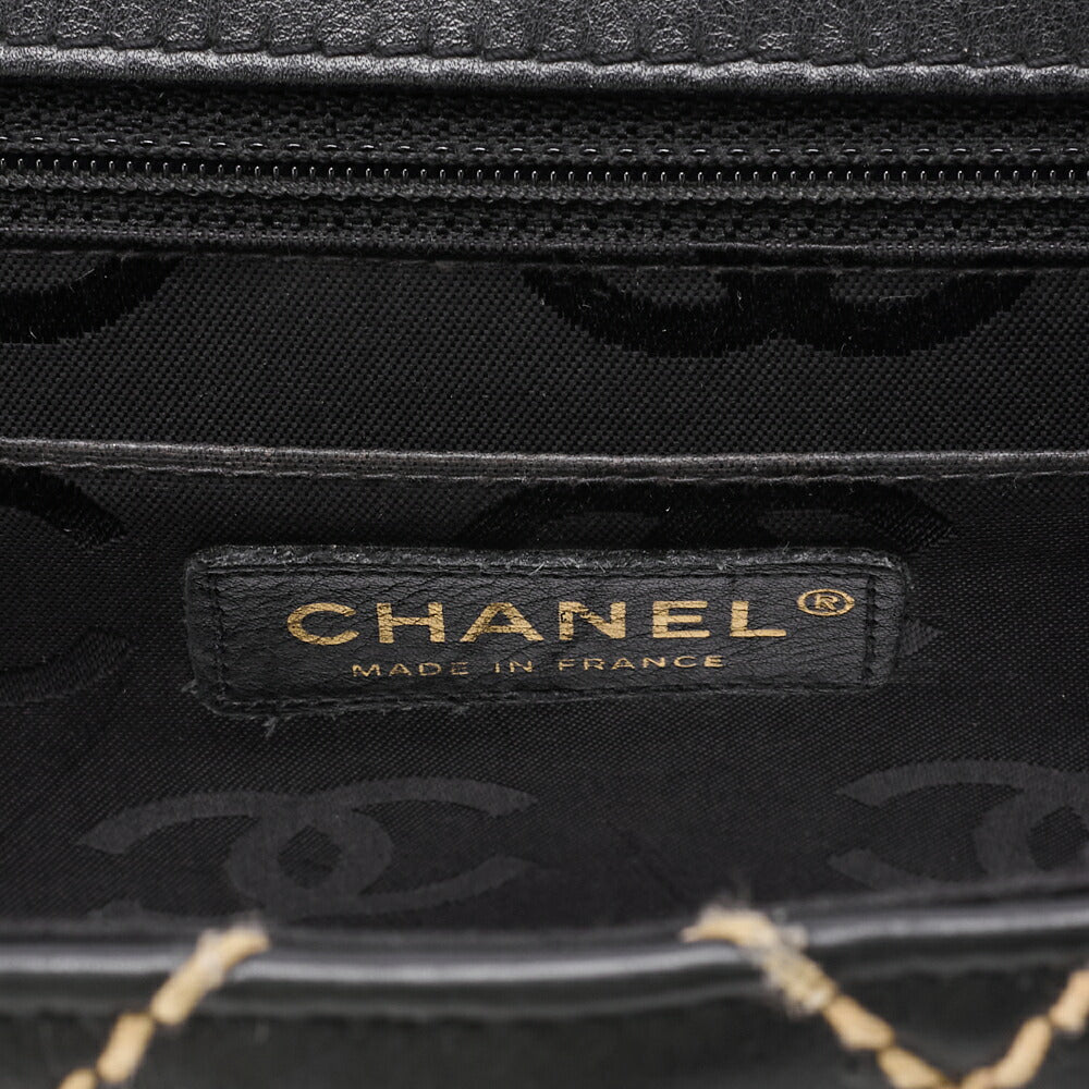 CHANEL Tote Bag Wild Stitch Turn Lock Calfskin Black Gold-Tone Hardware Pre-Owned - Vintage La Charme