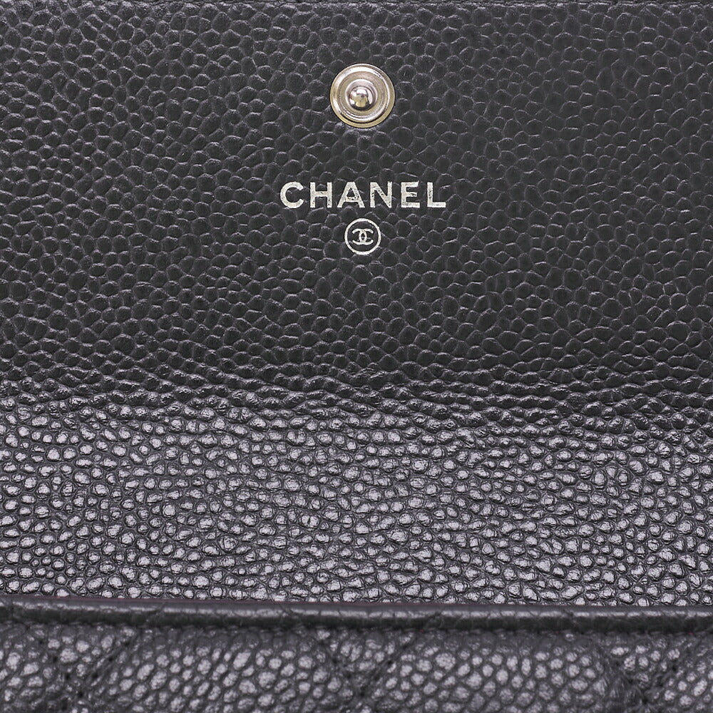 CHANEL Bi-fold Long Wallet Matelasse Caviar Skin Black Silver-Tone Hardware Pre-Owned - Vintage La Charme