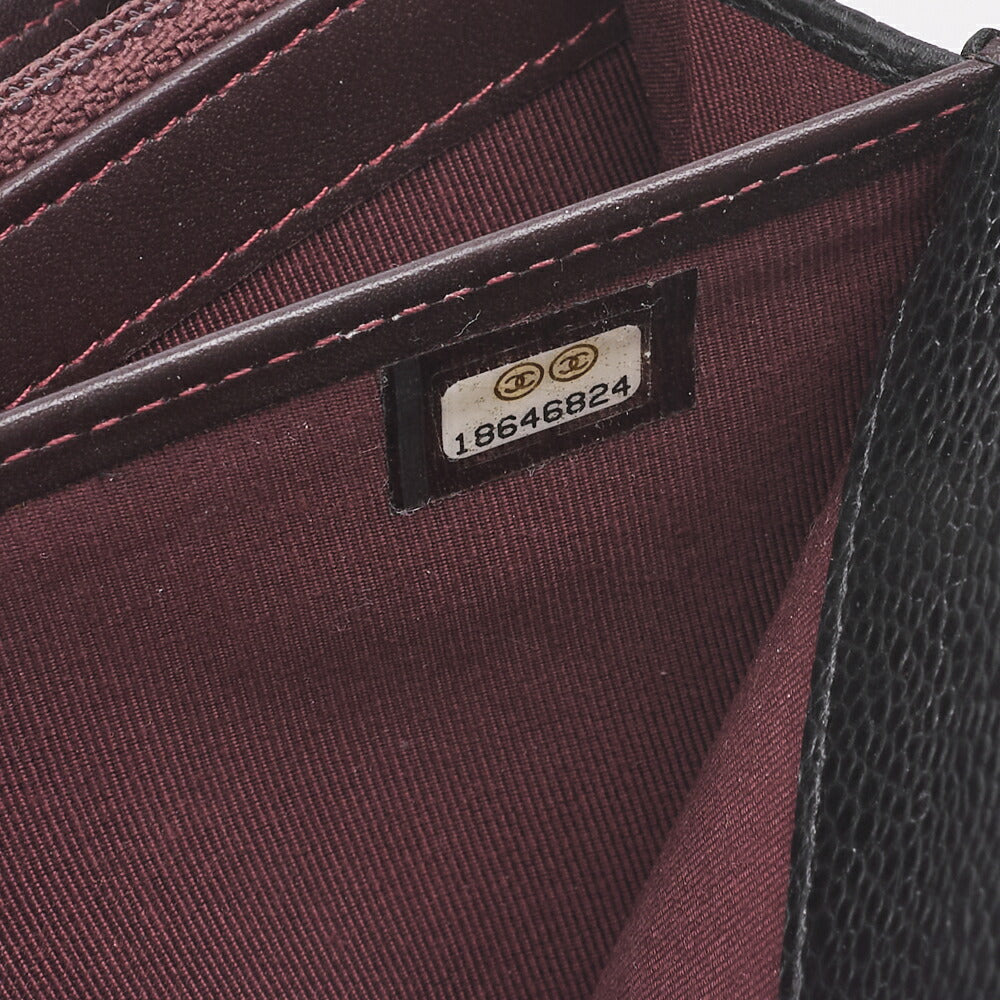 CHANEL Bi-fold Long Wallet Matelasse Caviar Skin Black Silver-Tone Hardware Pre-Owned - Vintage La Charme