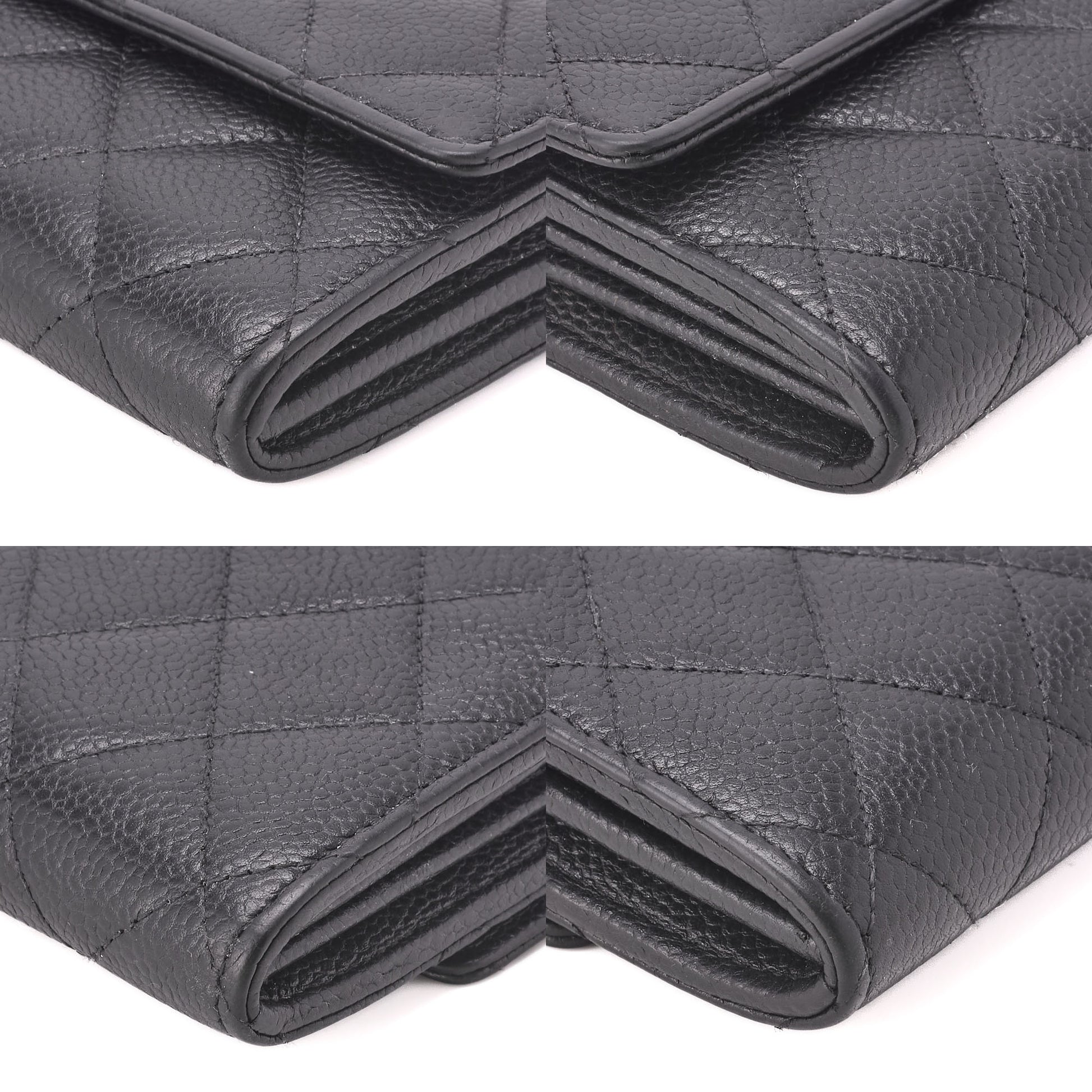 CHANEL Bi-fold Long Wallet Matelasse Caviar Skin Black Silver-Tone Hardware Pre-Owned - Vintage La Charme