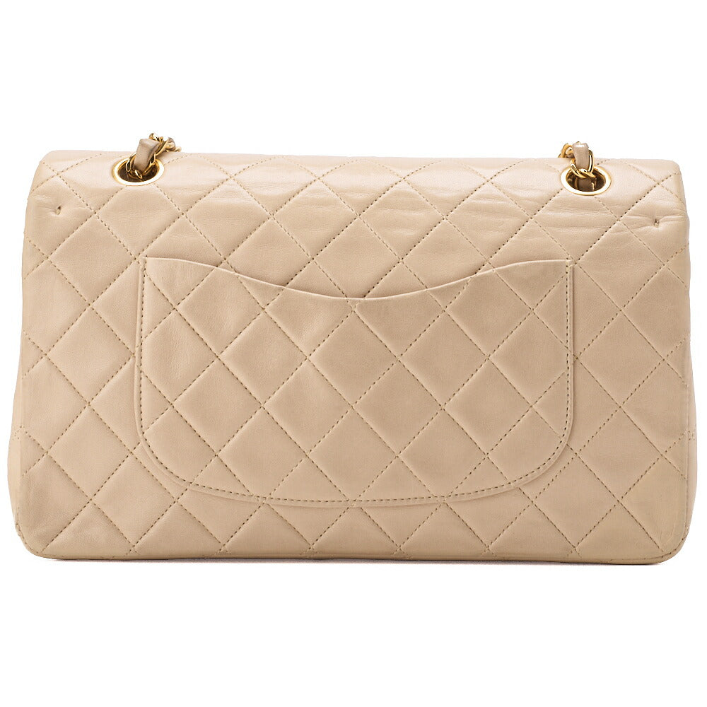 CHANEL Shoulder Bag Matelasse Double Flap Lambskin Beige Gold-Tone Hardware Pre-Owned - Vintage La Charme