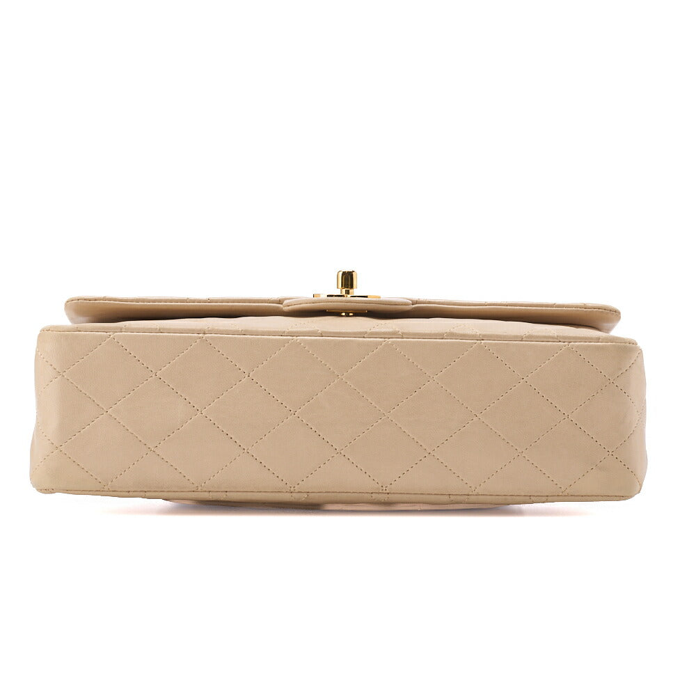 CHANEL Shoulder Bag Matelasse Double Flap Lambskin Beige Gold-Tone Hardware Pre-Owned - Vintage La Charme
