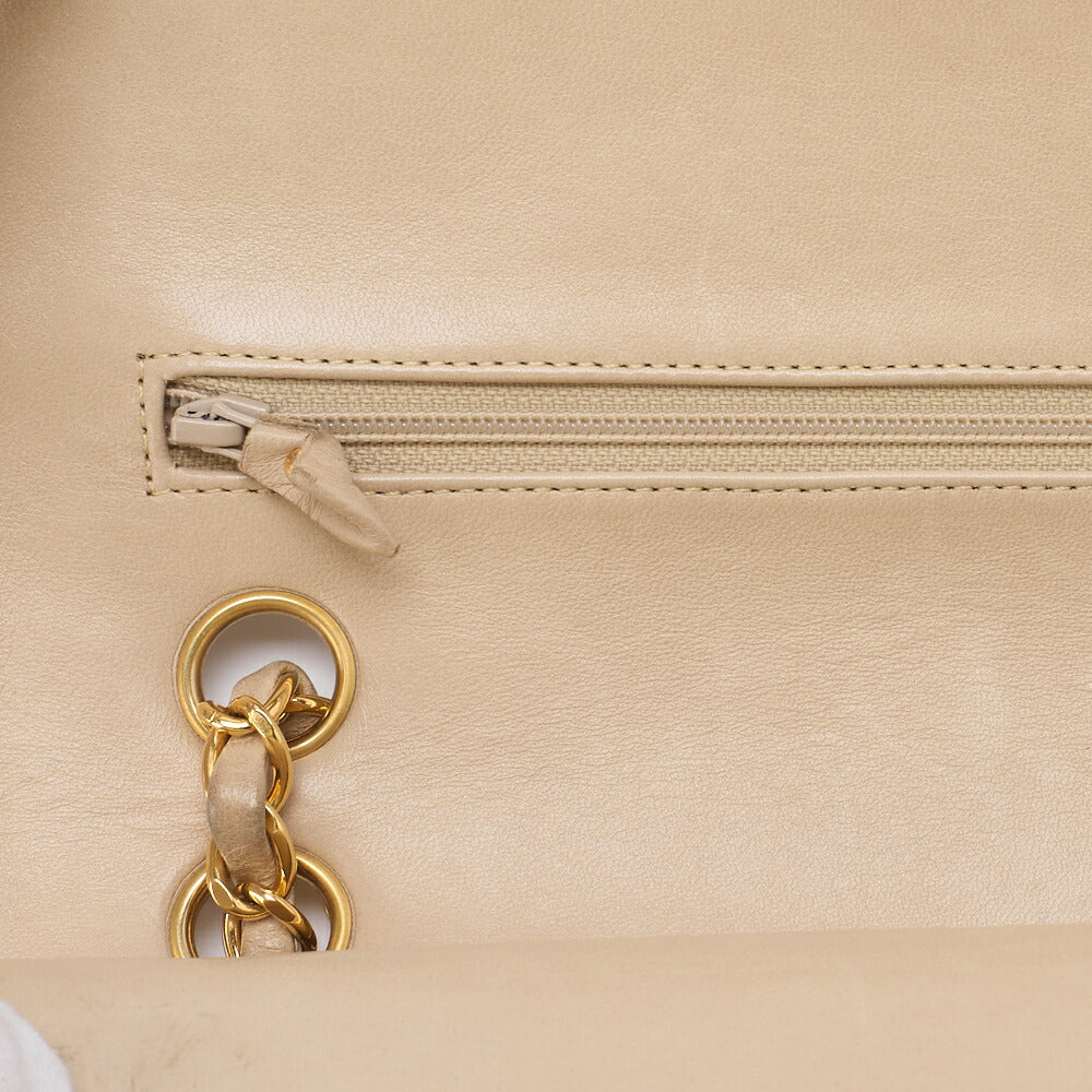 CHANEL Shoulder Bag Matelasse Double Flap Lambskin Beige Gold-Tone Hardware Pre-Owned - Vintage La Charme