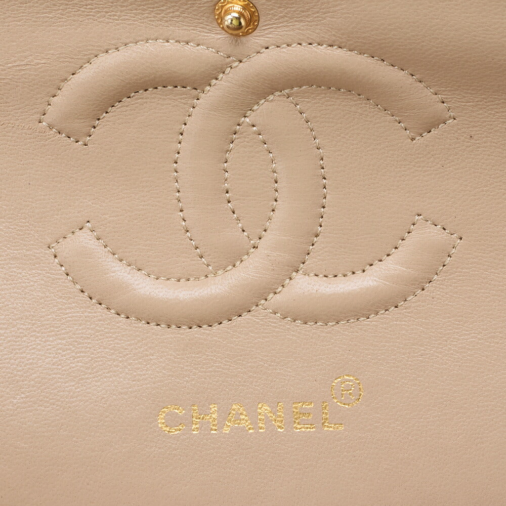 CHANEL Shoulder Bag Matelasse Double Flap Lambskin Beige Gold-Tone Hardware Pre-Owned - Vintage La Charme