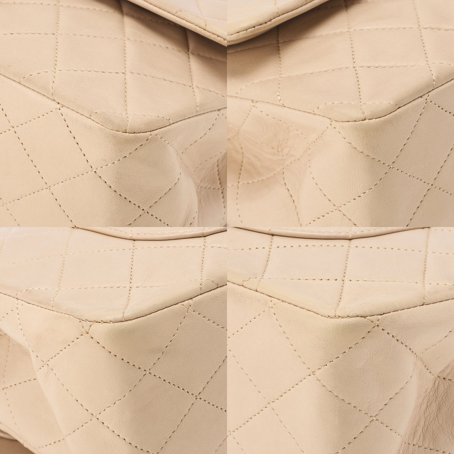 CHANEL Shoulder Bag Matelasse Double Flap Lambskin Beige Gold-Tone Hardware Pre-Owned - Vintage La Charme