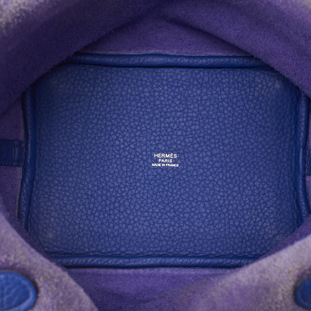 HERMES Picotin Lock PM Handbag Tryon Clemence Blue Royal Silver-Tone Hardware Pre-Owned - Vintage La Charme