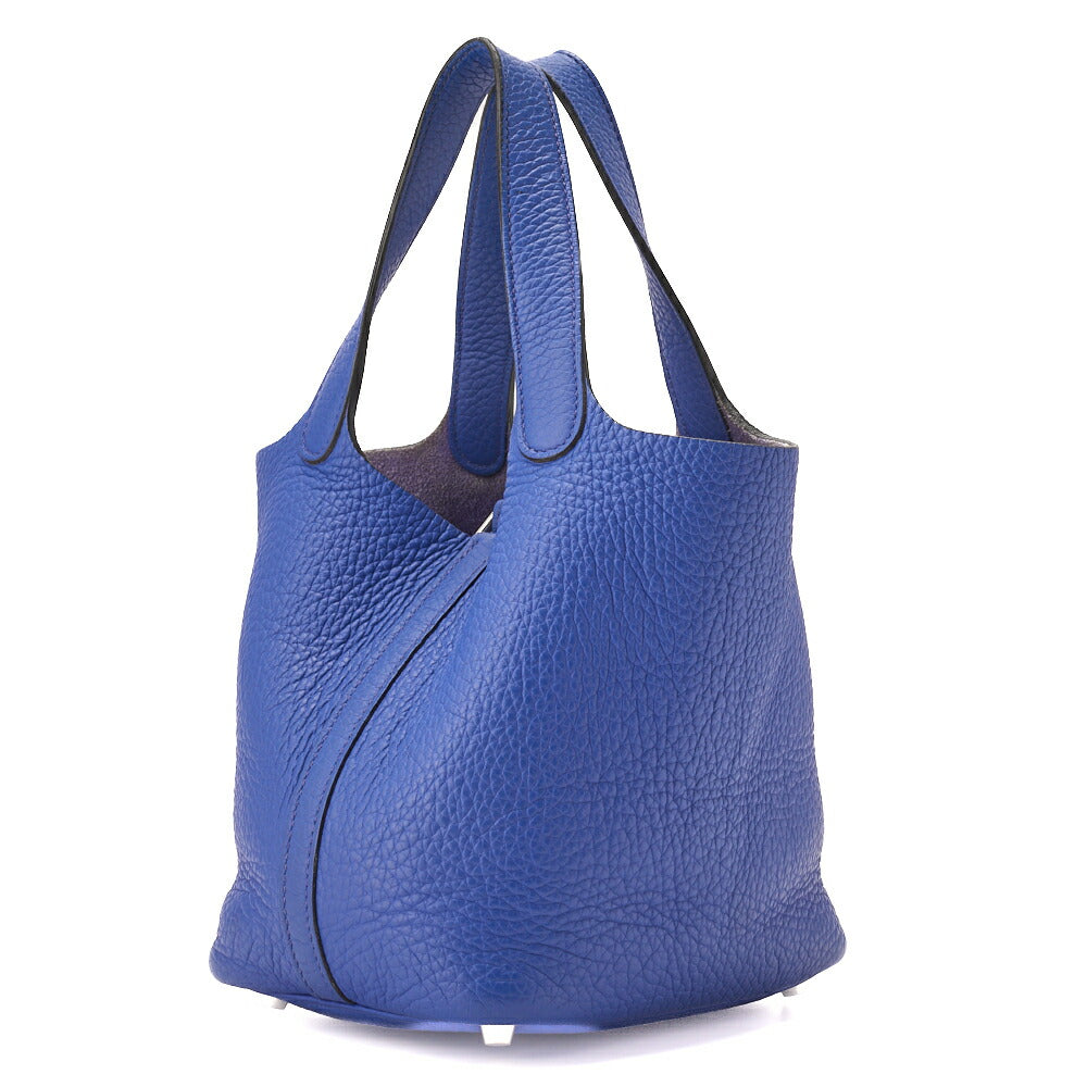 HERMES Picotin Lock PM Handbag Tryon Clemence Blue Royal Silver-Tone Hardware Pre-Owned - Vintage La Charme