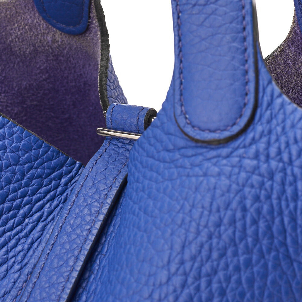 HERMES Picotin Lock PM Handbag Tryon Clemence Blue Royal Silver-Tone Hardware Pre-Owned - Vintage La Charme