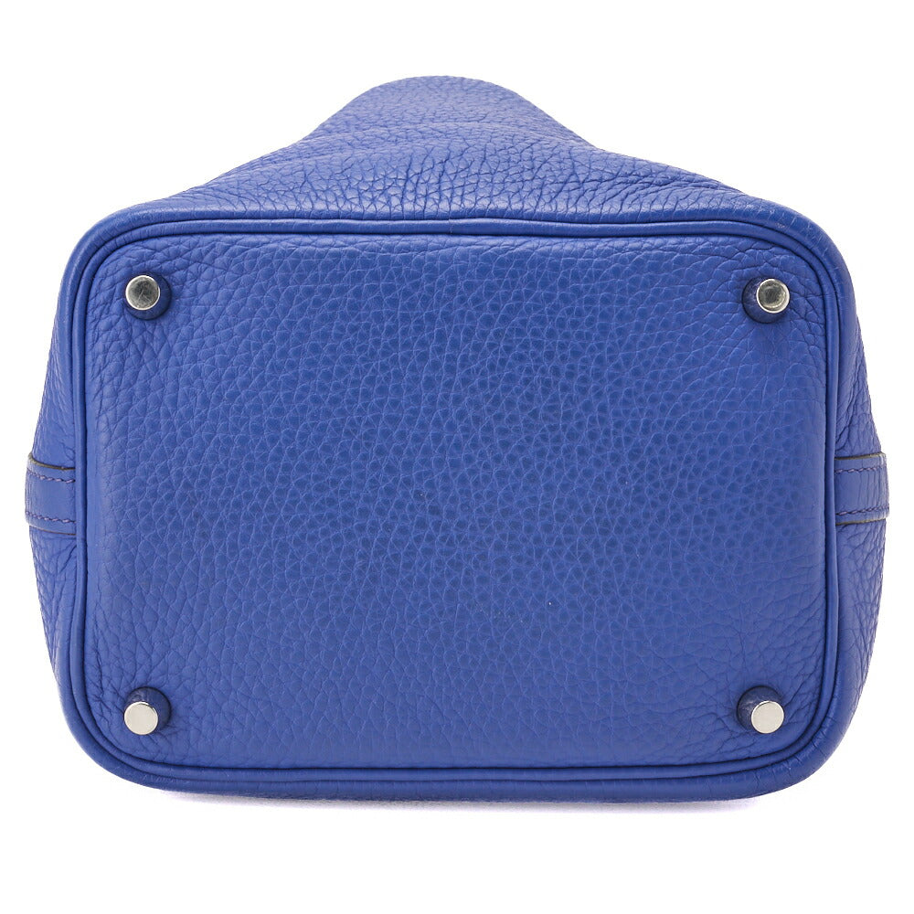 HERMES Picotin Lock PM Handbag Tryon Clemence Blue Royal Silver-Tone Hardware Pre-Owned - Vintage La Charme