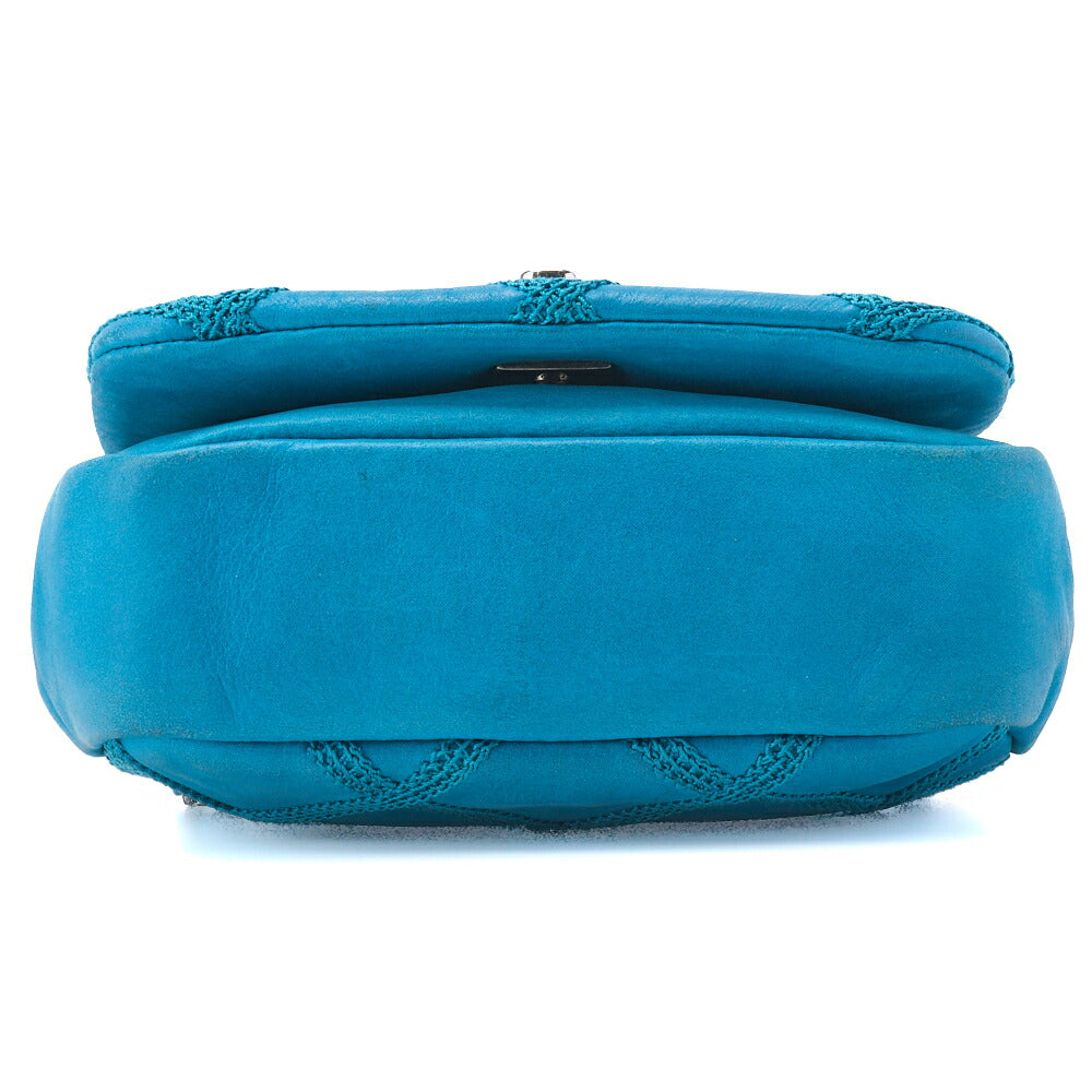 CHANEL Shoulder Tote Bag Matelasse Sparkle Leather Turquoise Blue Silver-Tone Hardware Pre-Owned - Vintage La Charme