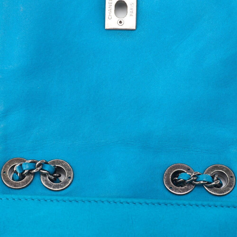 CHANEL Shoulder Tote Bag Matelasse Sparkle Leather Turquoise Blue Silver-Tone Hardware Pre-Owned - Vintage La Charme