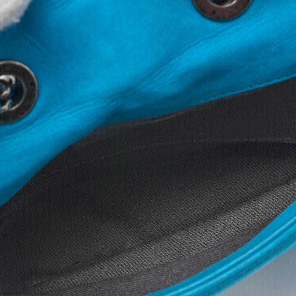 CHANEL Shoulder Tote Bag Matelasse Sparkle Leather Turquoise Blue Silver-Tone Hardware Pre-Owned - Vintage La Charme