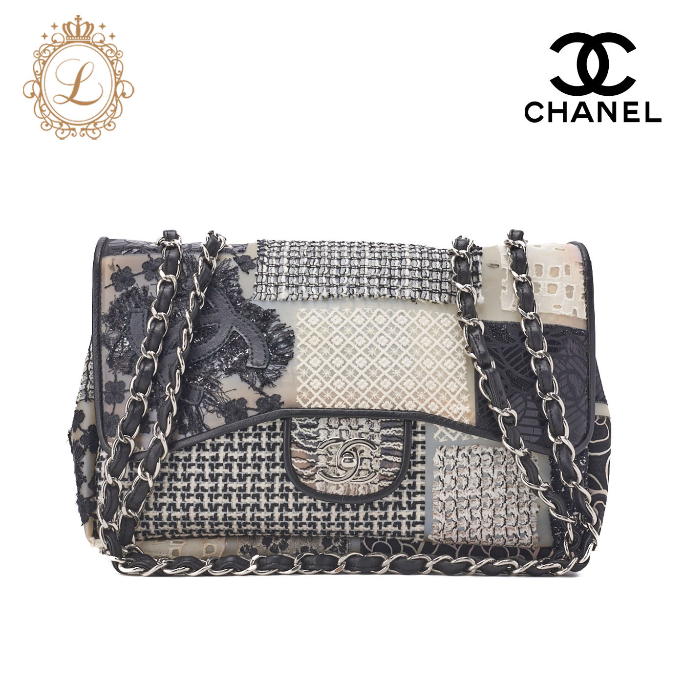 CHANEL Shoulder Bag Matelasse Coco Mark Patchwork Silicone Black Silver-Tone Hardware Pre-Owned - Vintage La Charme