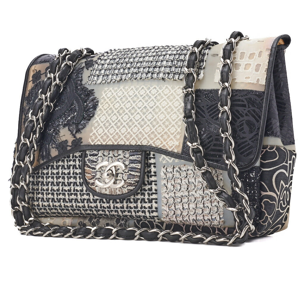 CHANEL Shoulder Bag Matelasse Coco Mark Patchwork Silicone Black Silver-Tone Hardware Pre-Owned - Vintage La Charme