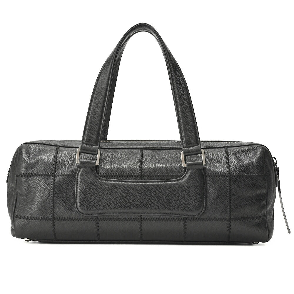 CHANEL Shoulder Bag, Chocolate Bar Logo, Caviar Skin, Black, Silver-Tone Hardware, Pre-Owned - Vintage La Charme
