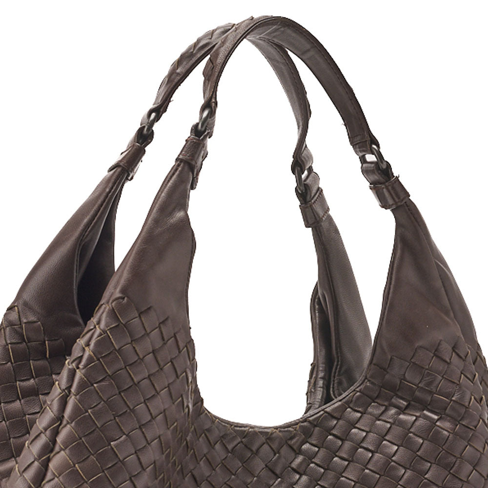 Bottega Veneta Shoulder Tote Bag Intrecciato Lambskin Brown Gold-Tone Hardware Pre-Owned - Vintage La Charme