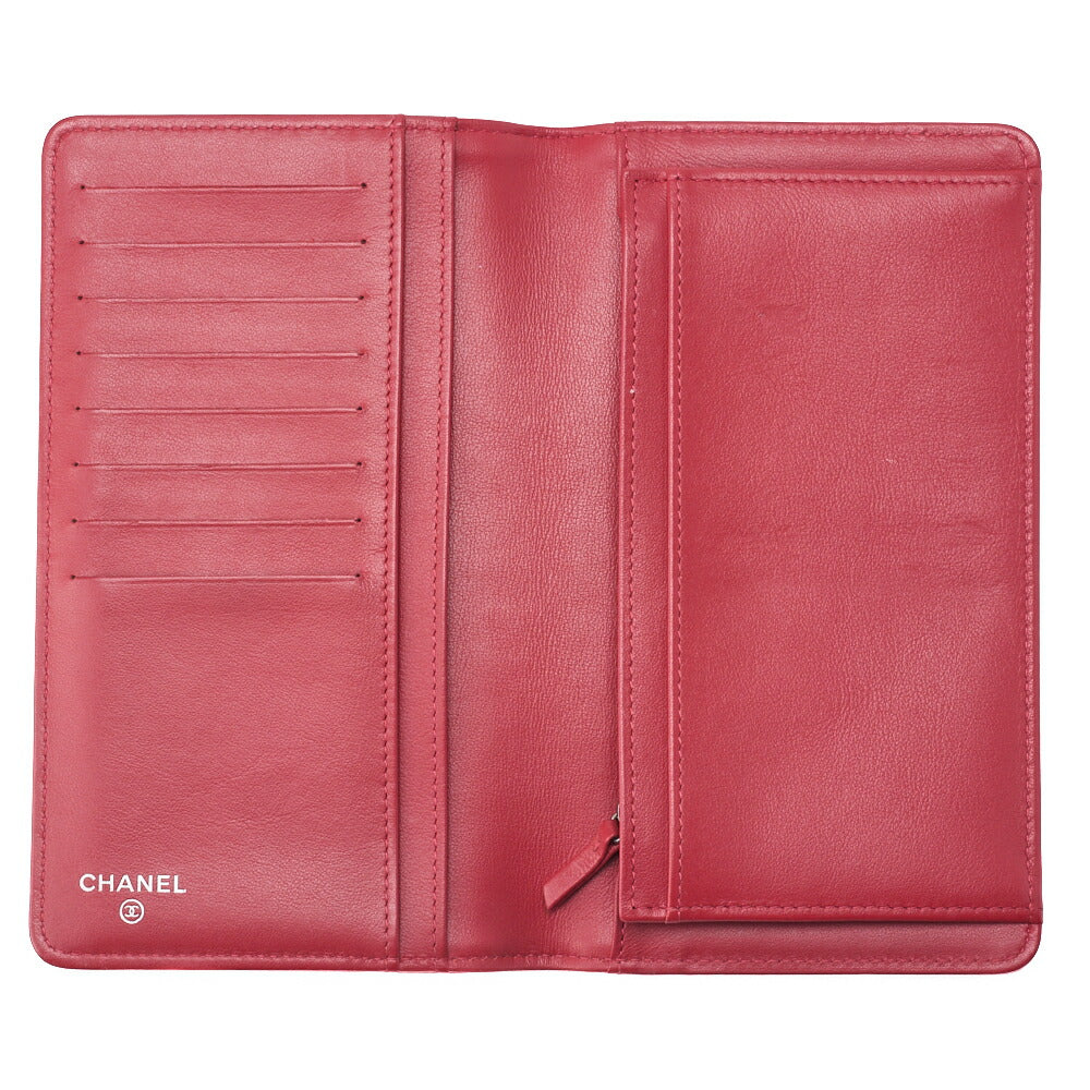 Chanel Bi-Fold Long Wallet V Stitch Lambskin Red Gold-Tone Hardware Pre-Owned - Vintage La Charme