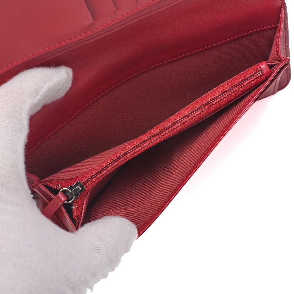Chanel Bi-Fold Long Wallet V Stitch Lambskin Red Gold-Tone Hardware Pre-Owned - Vintage La Charme