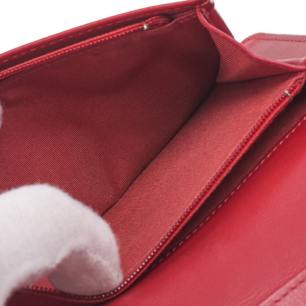 Chanel Bi-Fold Long Wallet V Stitch Lambskin Red Gold-Tone Hardware Pre-Owned - Vintage La Charme