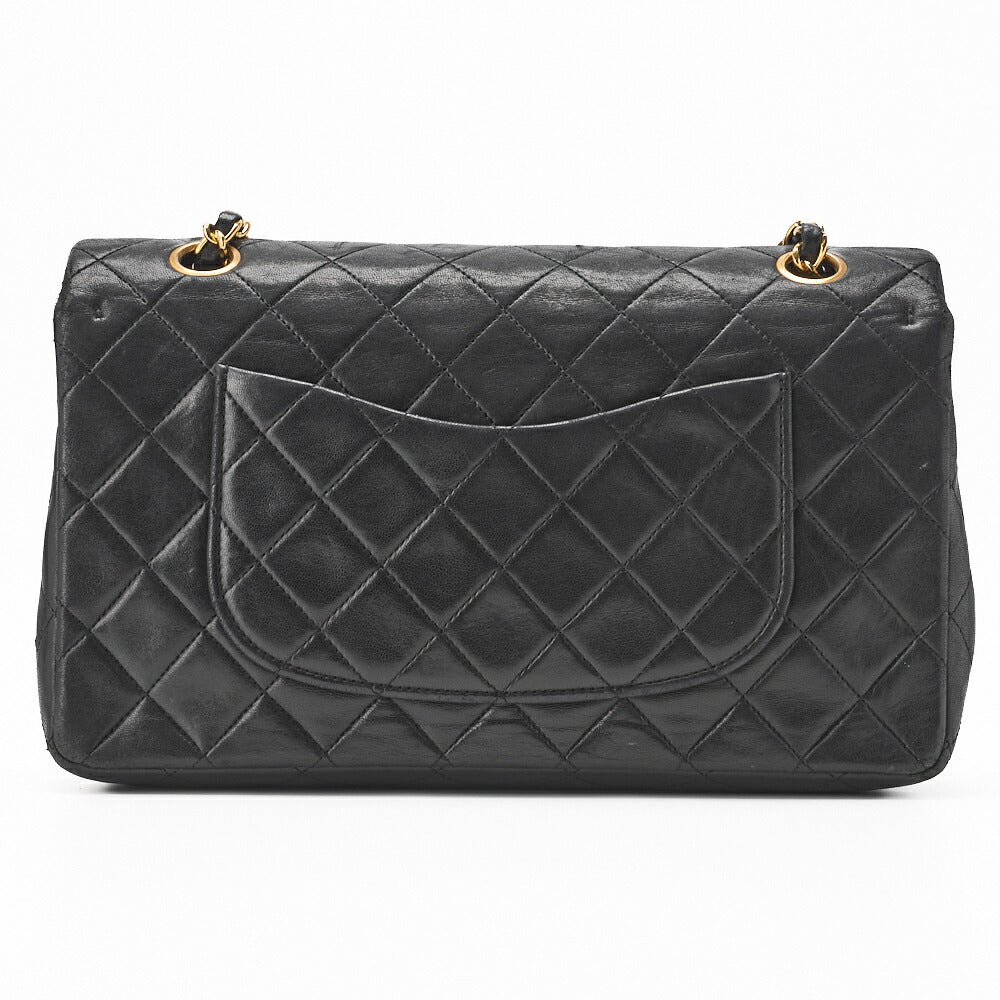 CHANEL Chain Shoulder Bag Matelasse Double Flap Lambskin Black Gold-Tone Hardware Pre-Owned - Vintage La Charme