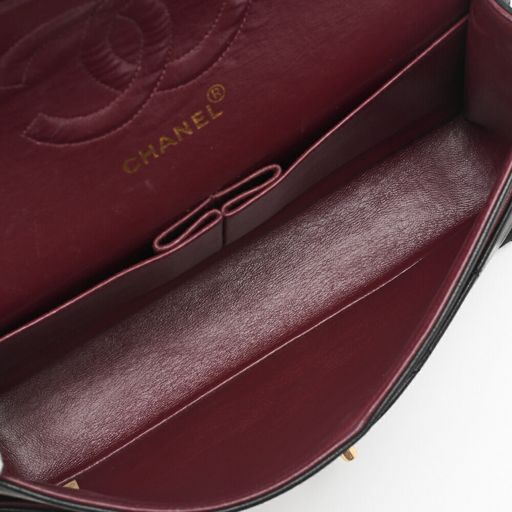 CHANEL Chain Shoulder Bag Matelasse Double Flap Lambskin Black Gold-Tone Hardware Pre-Owned - Vintage La Charme