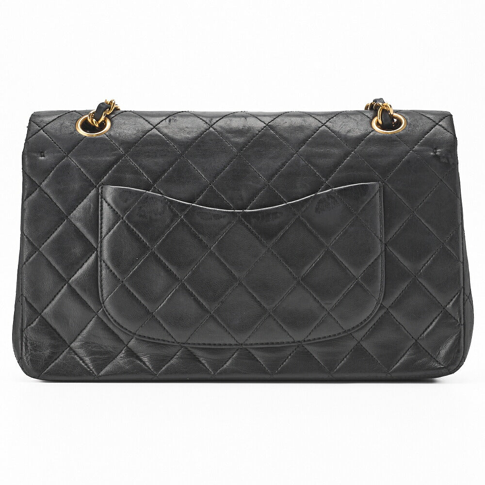CHANEL Chain Shoulder Bag Matelasse Double Flap Lambskin Black Gold-Tone Hardware Pre-Owned - Vintage La Charme