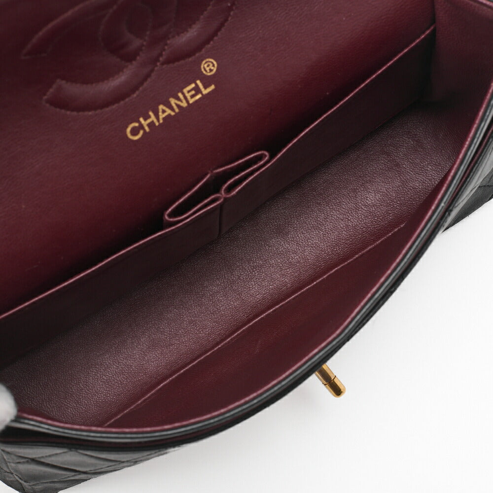 CHANEL Chain Shoulder Bag Matelasse Double Flap Lambskin Black Gold-Tone Hardware Pre-Owned - Vintage La Charme