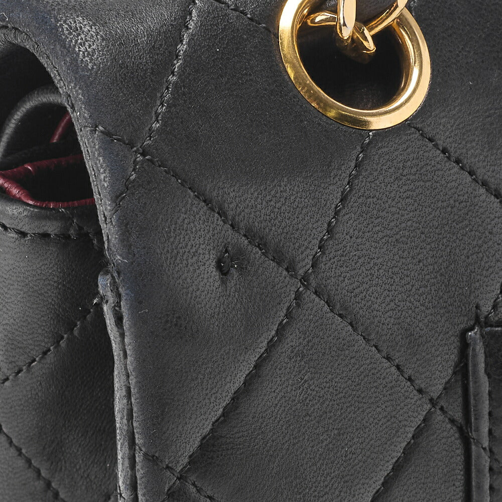 CHANEL Shoulder Bag, Matelasse Double Flap, Lambskin, Black, Gold-Tone Hardware, Pre-Owned - Vintage La Charme