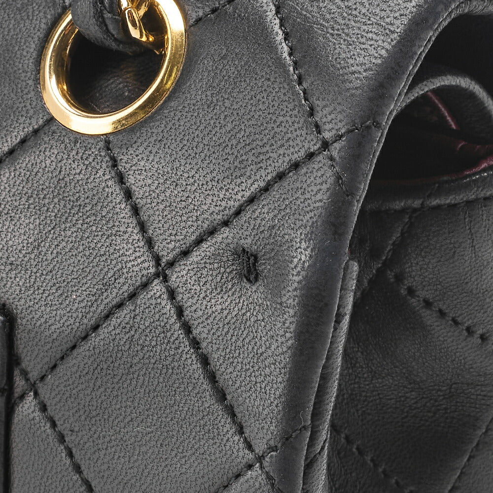 CHANEL Shoulder Bag, Matelasse Double Flap, Lambskin, Black, Gold-Tone Hardware, Pre-Owned - Vintage La Charme