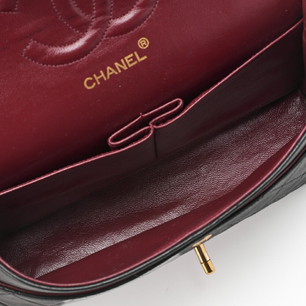 CHANEL Shoulder Bag, Matelasse Double Flap, Lambskin, Black, Gold-Tone Hardware, Pre-Owned - Vintage La Charme
