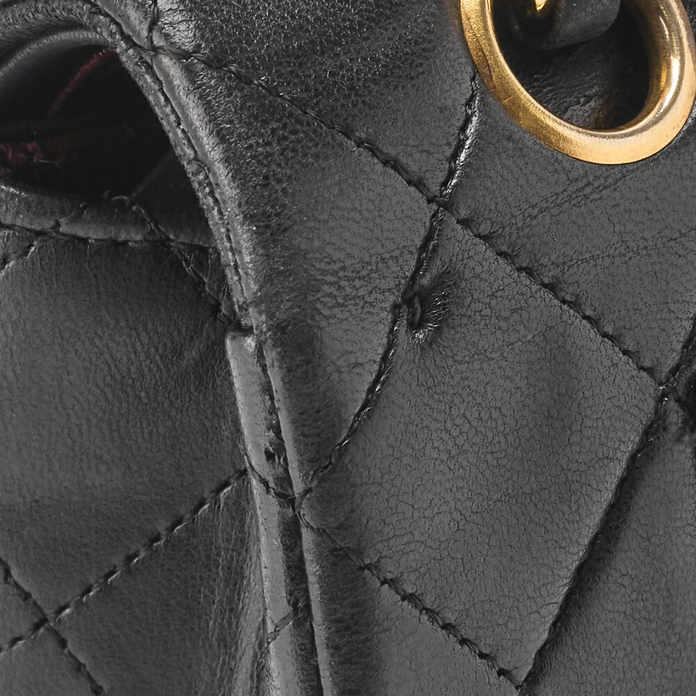 CHANEL Chain Shoulder Bag Matelasse Double Flap Lambskin Black Gold-Tone Hardware Pre-Owned - Vintage La Charme