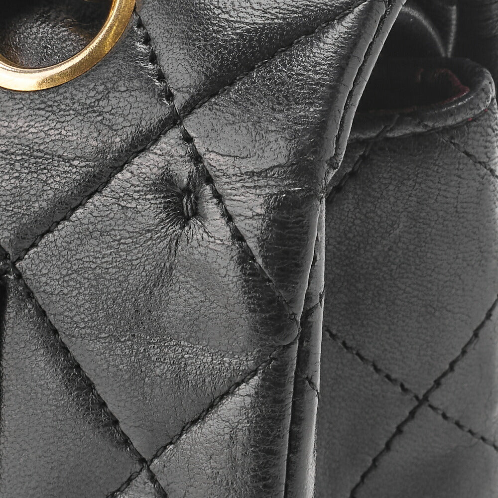 CHANEL Chain Shoulder Bag Matelasse Double Flap Lambskin Black Gold-Tone Hardware Pre-Owned - Vintage La Charme