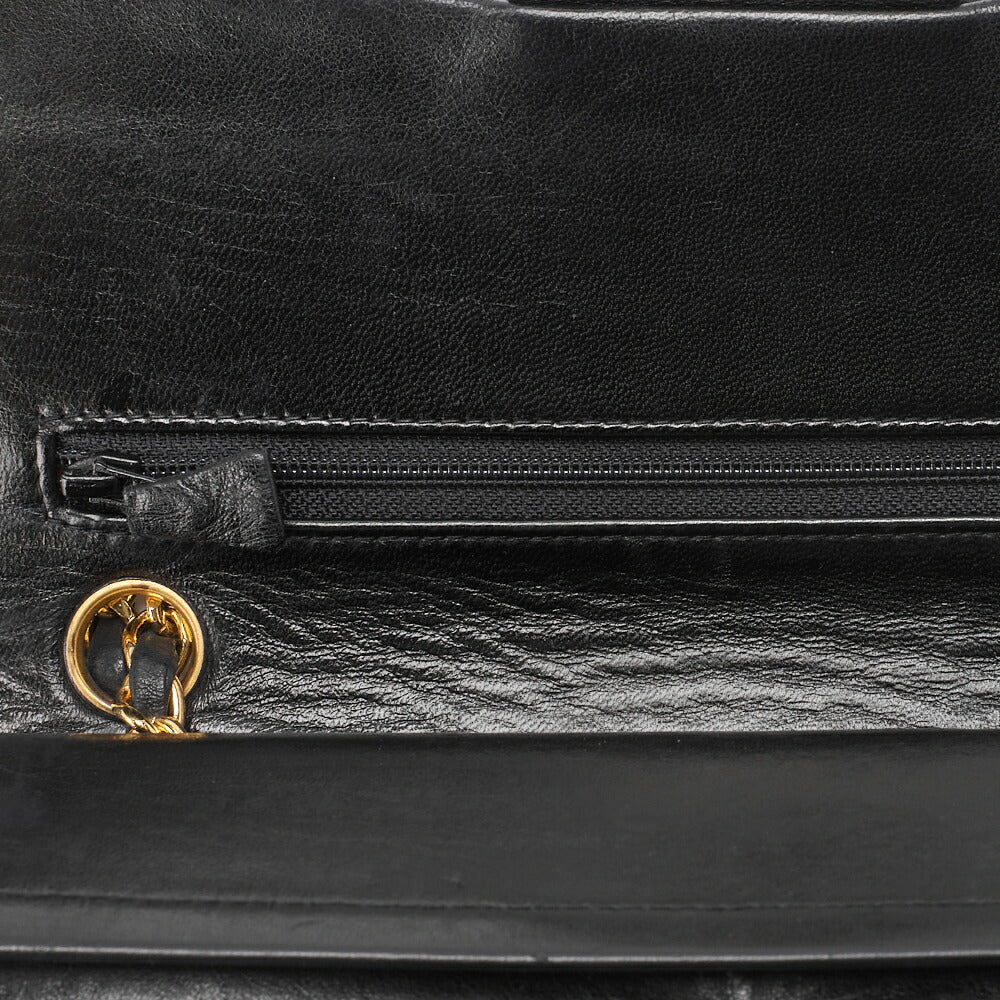 CHANEL Chain Shoulder Bag Matelasse Double Flap Lambskin Black Gold-Tone Hardware Pre-Owned - Vintage La Charme