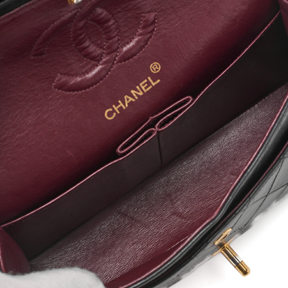 CHANEL Chain Shoulder Bag Matelasse Double Flap Lambskin Black Gold-Tone Hardware Pre-Owned - Vintage La Charme