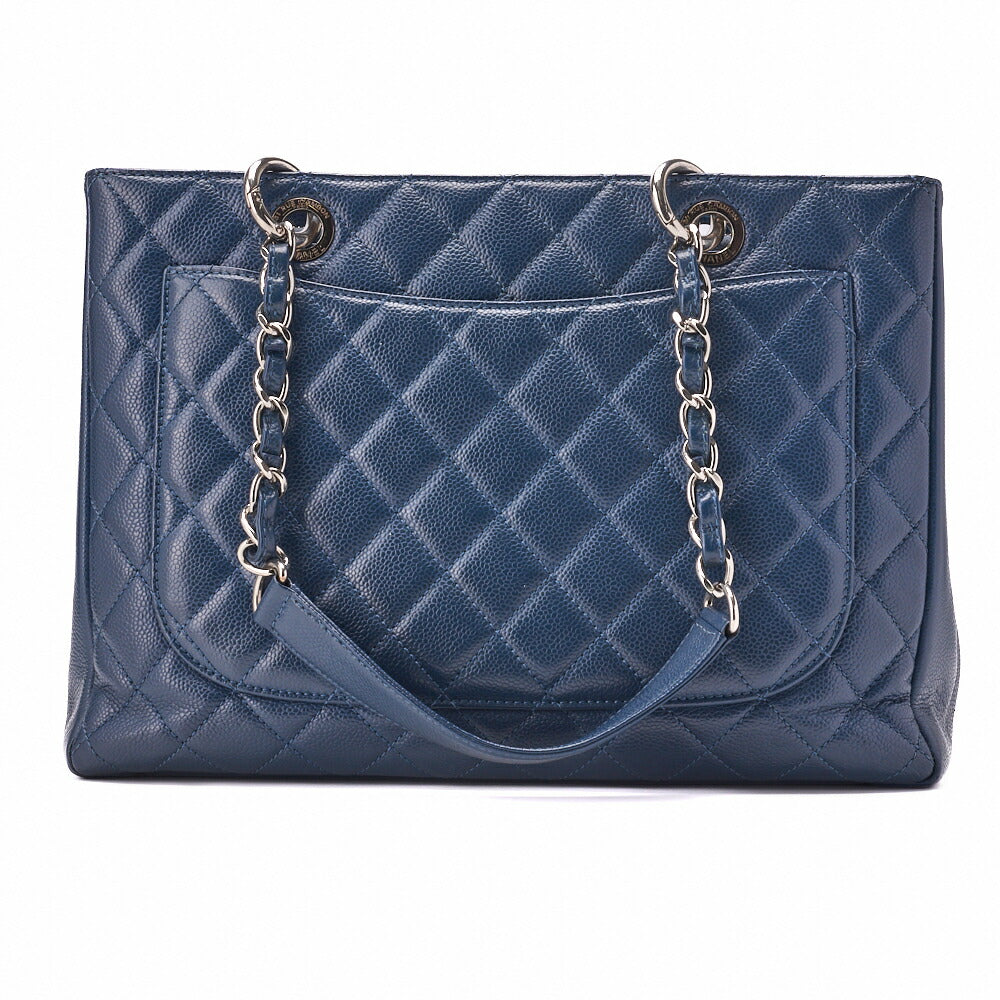 CHANEL Shoulder Bag Tote Bag Matelasse Caviar Skin Navy Silver-Tone Hardware Pre-Owned - Vintage La Charme