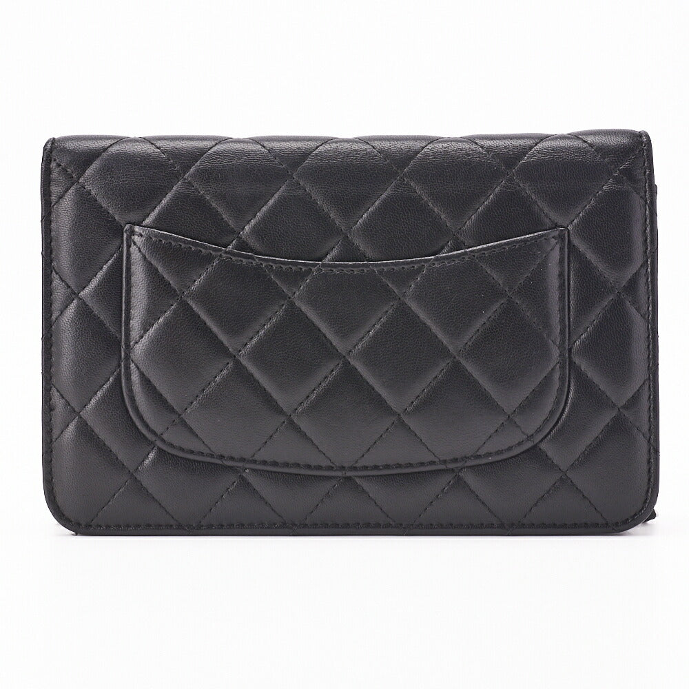 Chanel Chain Wallet Matelasse Lambskin Black Silver-Tone Hardware Pre-Owned - Vintage La Charme