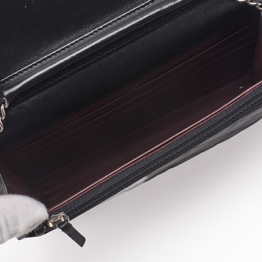 Chanel Chain Wallet Matelasse Lambskin Black Silver-Tone Hardware Pre-Owned - Vintage La Charme