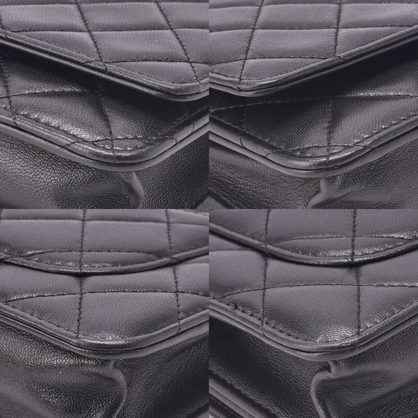 Chanel Chain Wallet Matelasse Lambskin Black Silver-Tone Hardware Pre-Owned - Vintage La Charme