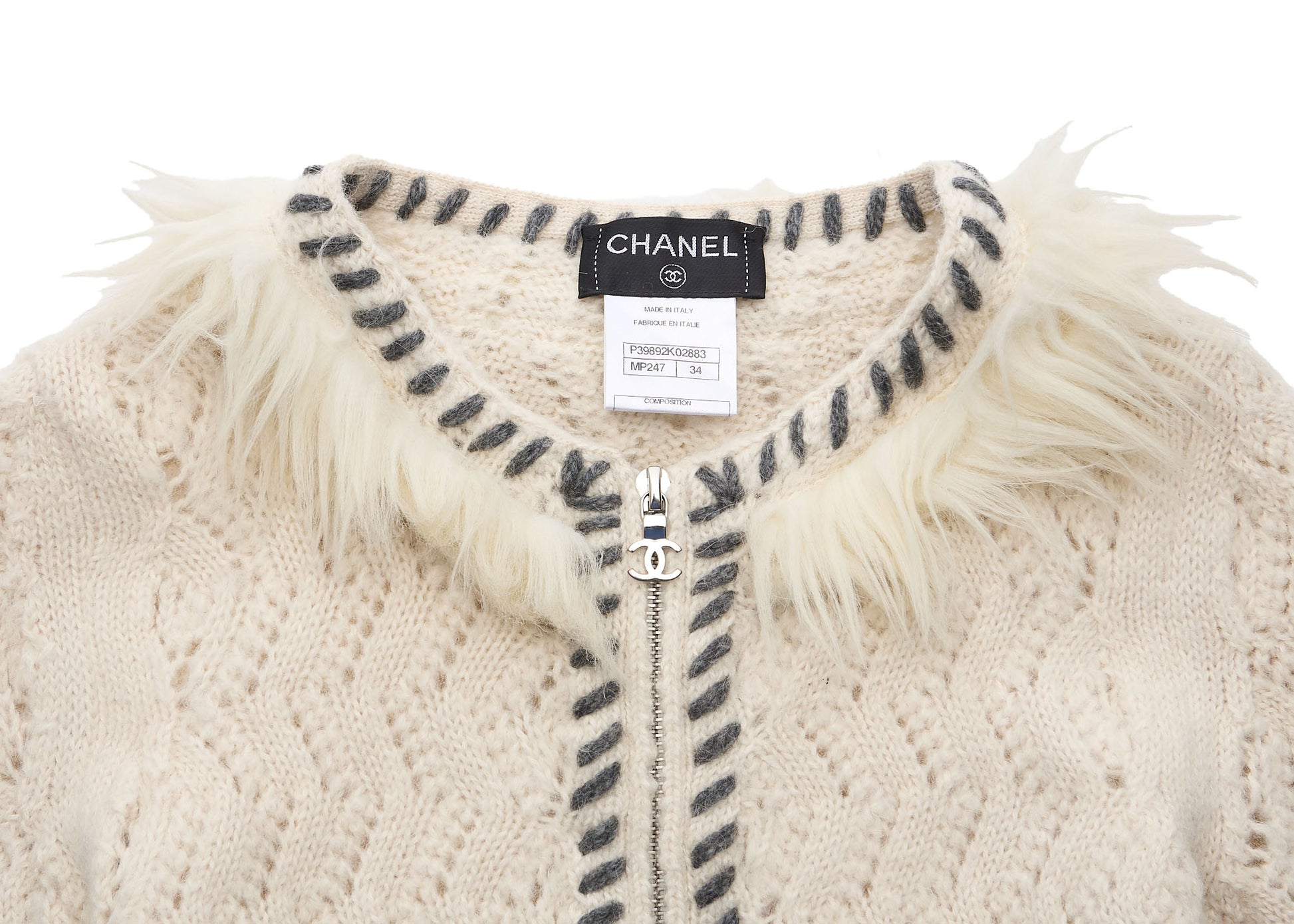 CHANEL Cardigan, Coco Mark, Long Sleeve, Cashmere Blend, Ivory, Pre-Owned - Vintage La Charme