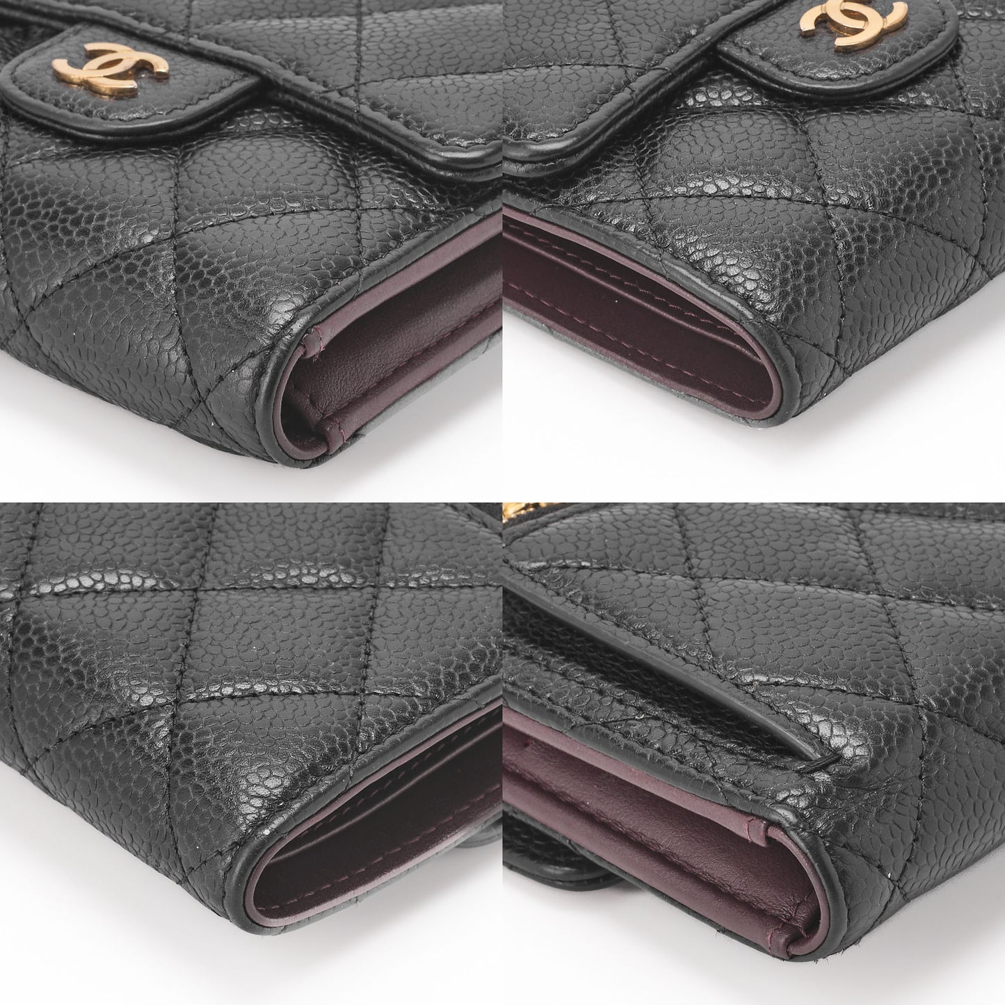 CHANEL Compact Wallet, Matelasse, Caviar Skin, Black, Gold-Tone Hardware, Pre-Owned - Vintage La Charme