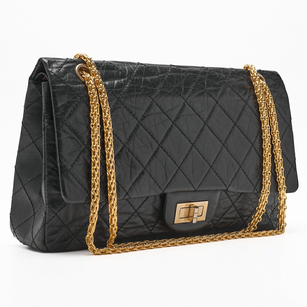 CHANEL Shoulder Bag, Deca Matelasse, Turn Lock, Vintage Calf Leather, Black, Gold-Tone Hardware, Pre-Owned - Vintage La Charme