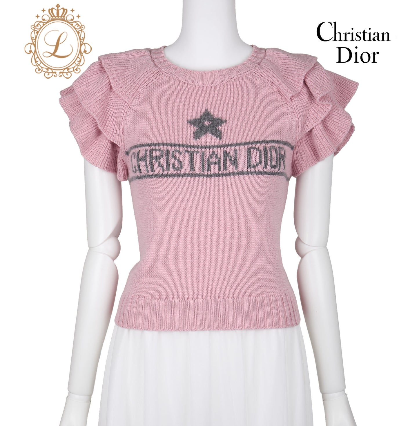 Dior T-Shirt, Cut-and-Sew, Cashmere, Pink, Silver-Tone Hardware, Pre-Owned - Vintage La Charme