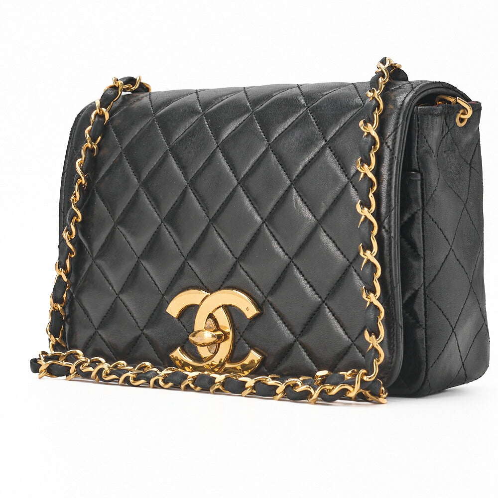 CHANEL Shoulder Bag Matelasse Lambskin Black Gold-Tone Hardware Pre-Owned - Vintage La Charme