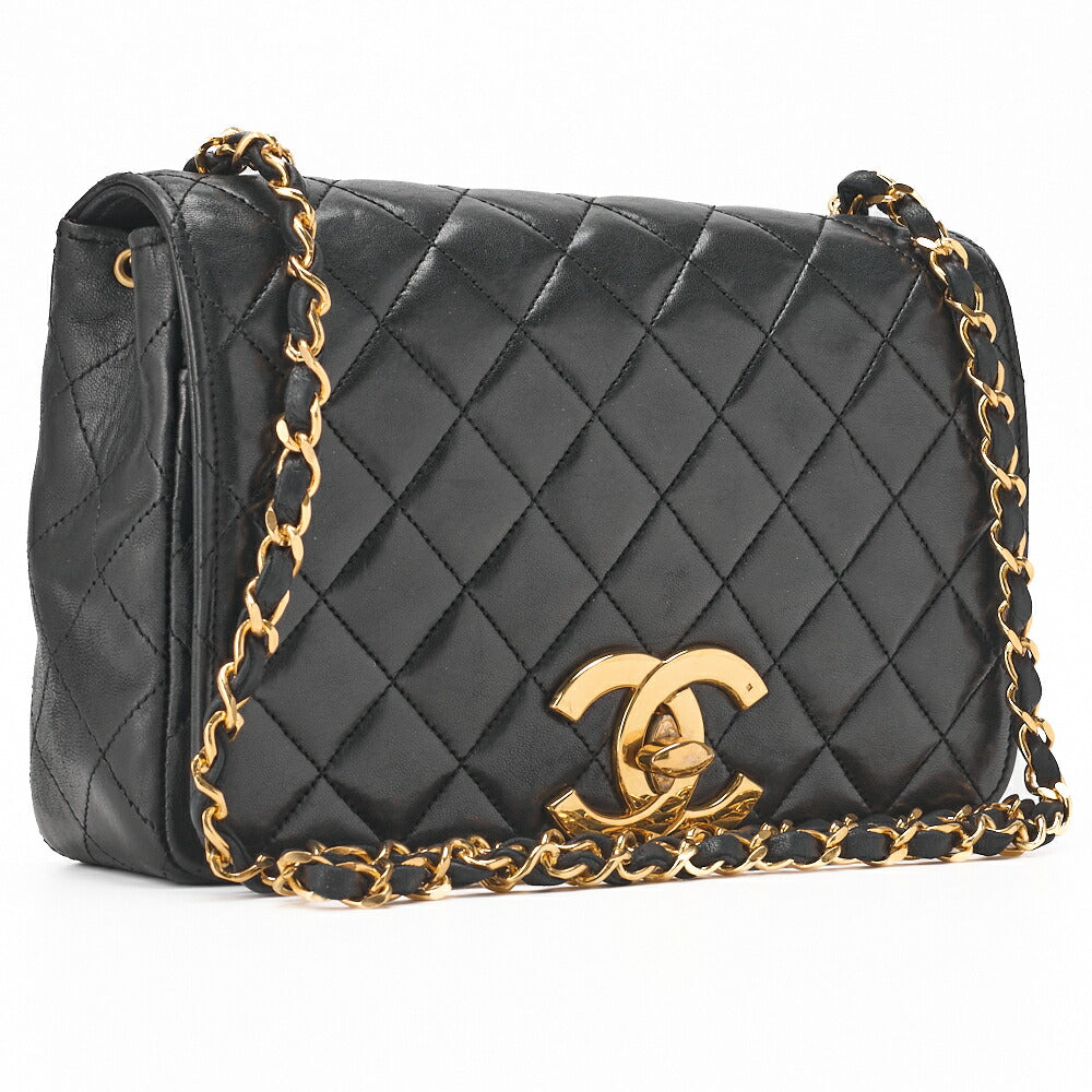 CHANEL Shoulder Bag Matelasse Lambskin Black Gold-Tone Hardware Pre-Owned - Vintage La Charme