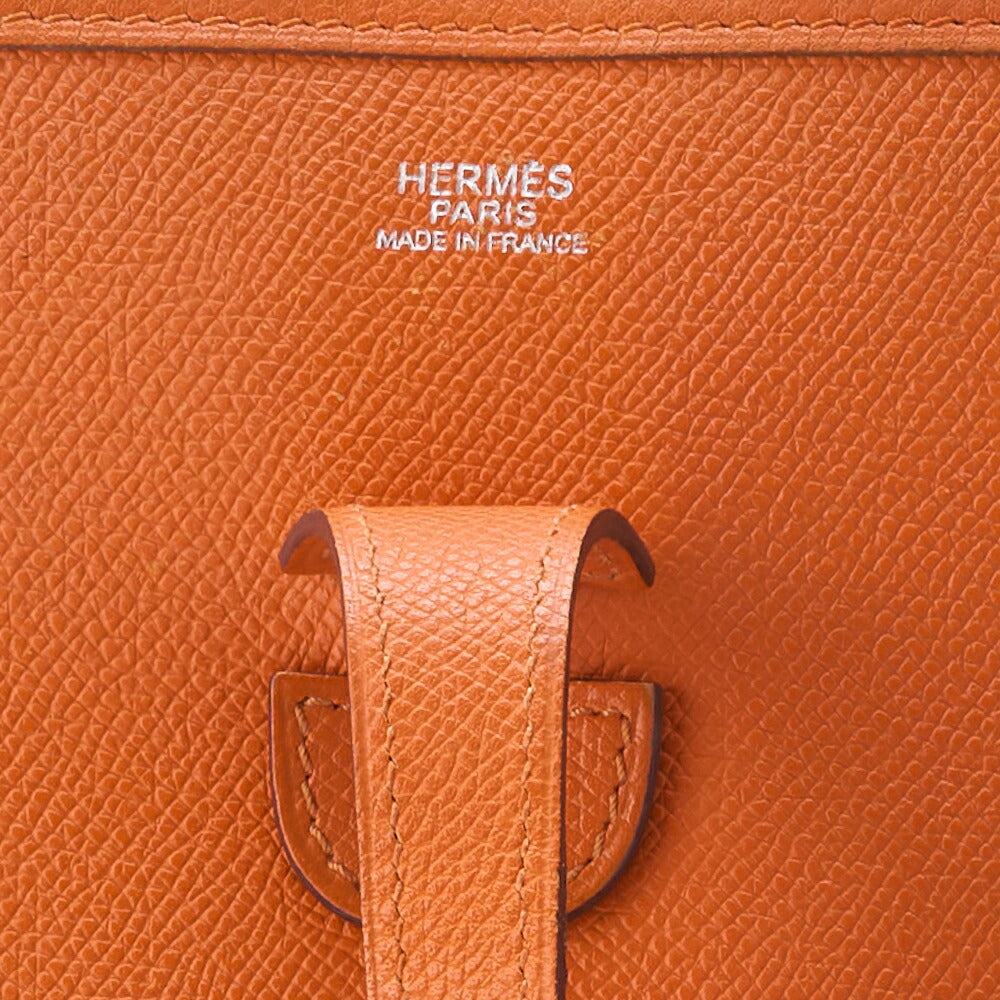 HERMES Evelyn PM 3 Trois Shoulder Bag Epson Leather Orange Silver-Tone Hardware Pre-Owned - Vintage La Charme