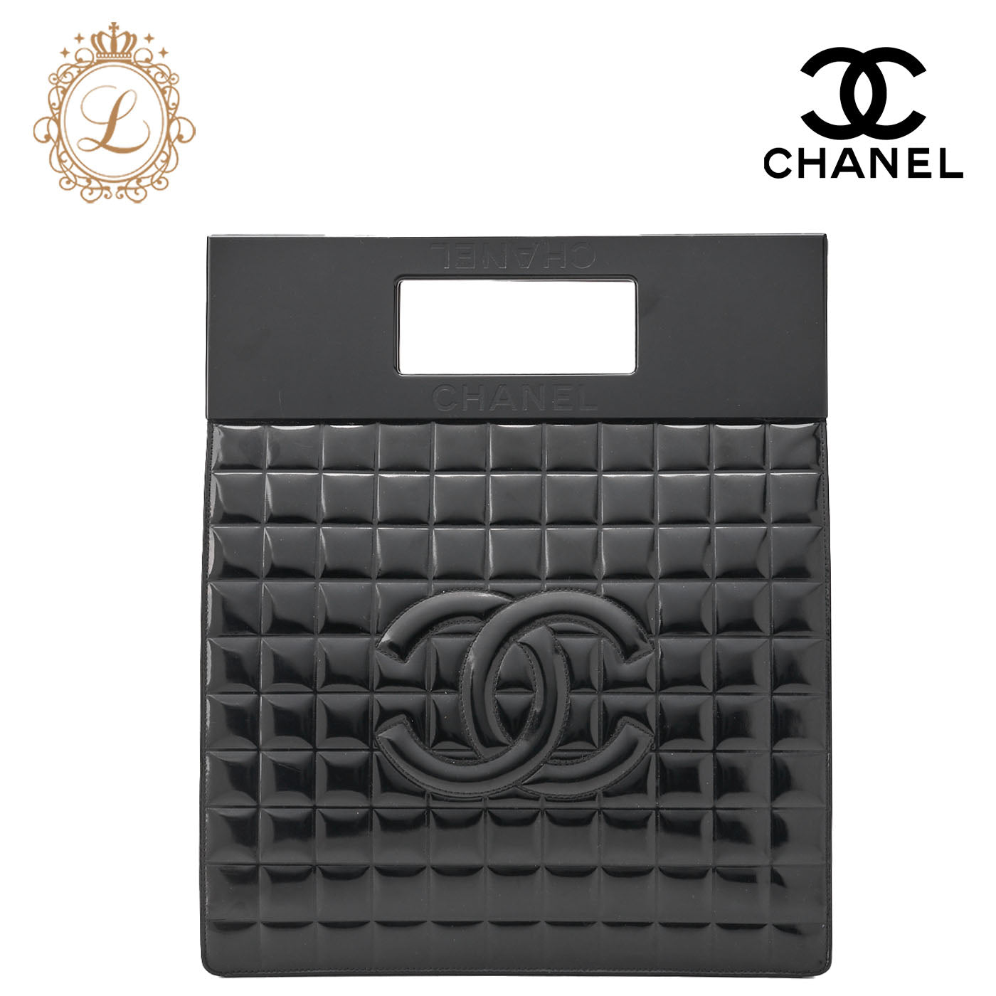 Chanel Shoulder Bag Chocolate Bar Enamel Black Silver-Tone Hardware Pre-Owned - Vintage La Charme