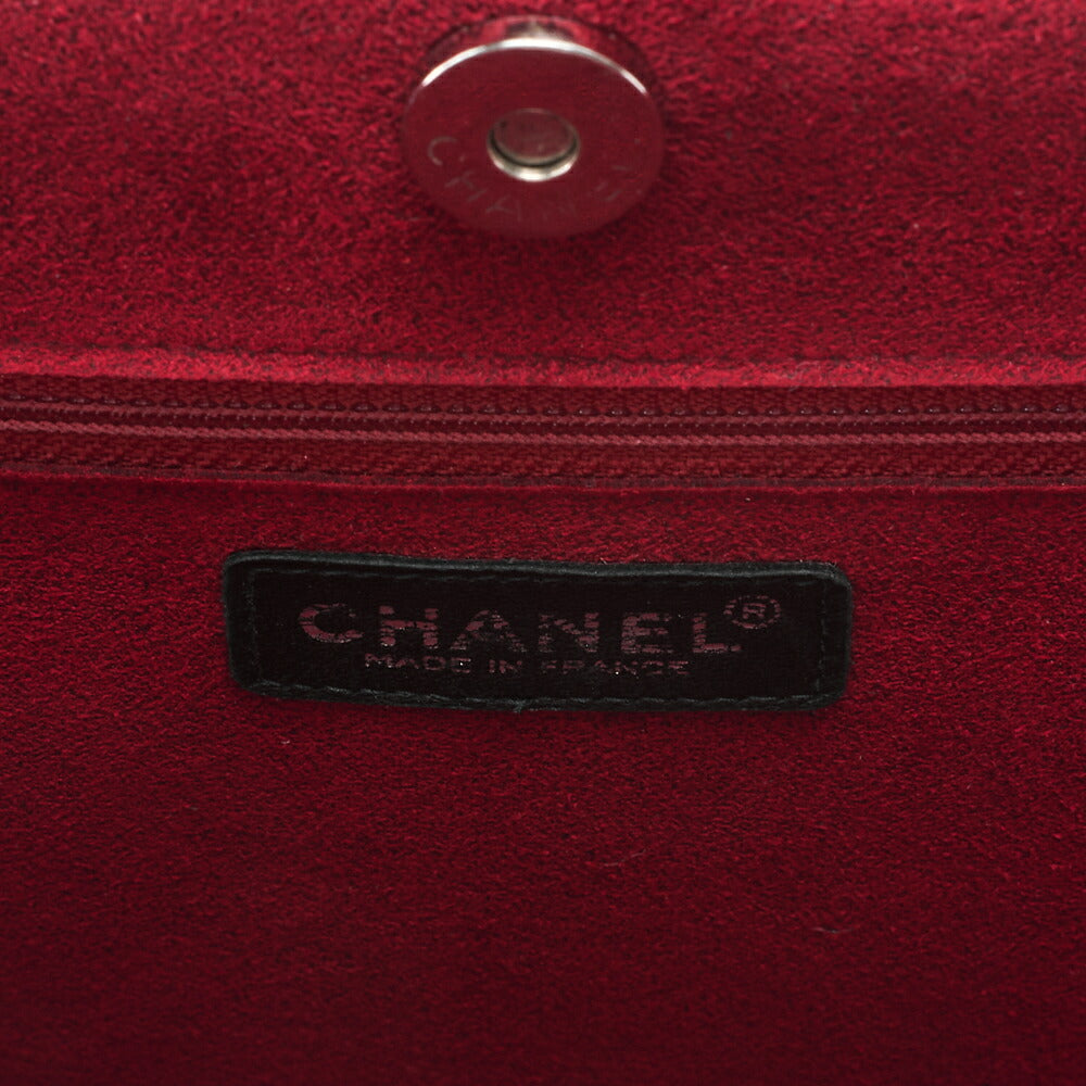 Chanel Shoulder Bag Chocolate Bar Enamel Black Silver-Tone Hardware Pre-Owned - Vintage La Charme